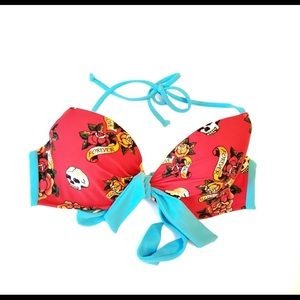 *1212* EUC- 💀 skull tattoo bikini SM